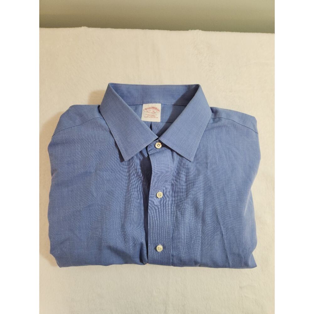 Brooks Brothers Shirt Mens 17 36 XL Blue 100% Cotton Long Sleeve Business Work